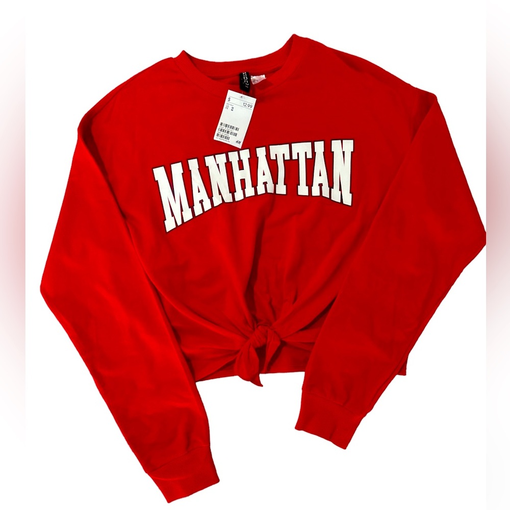 H&M women’s Manhattan long sleeve top, tie bottom, NWT